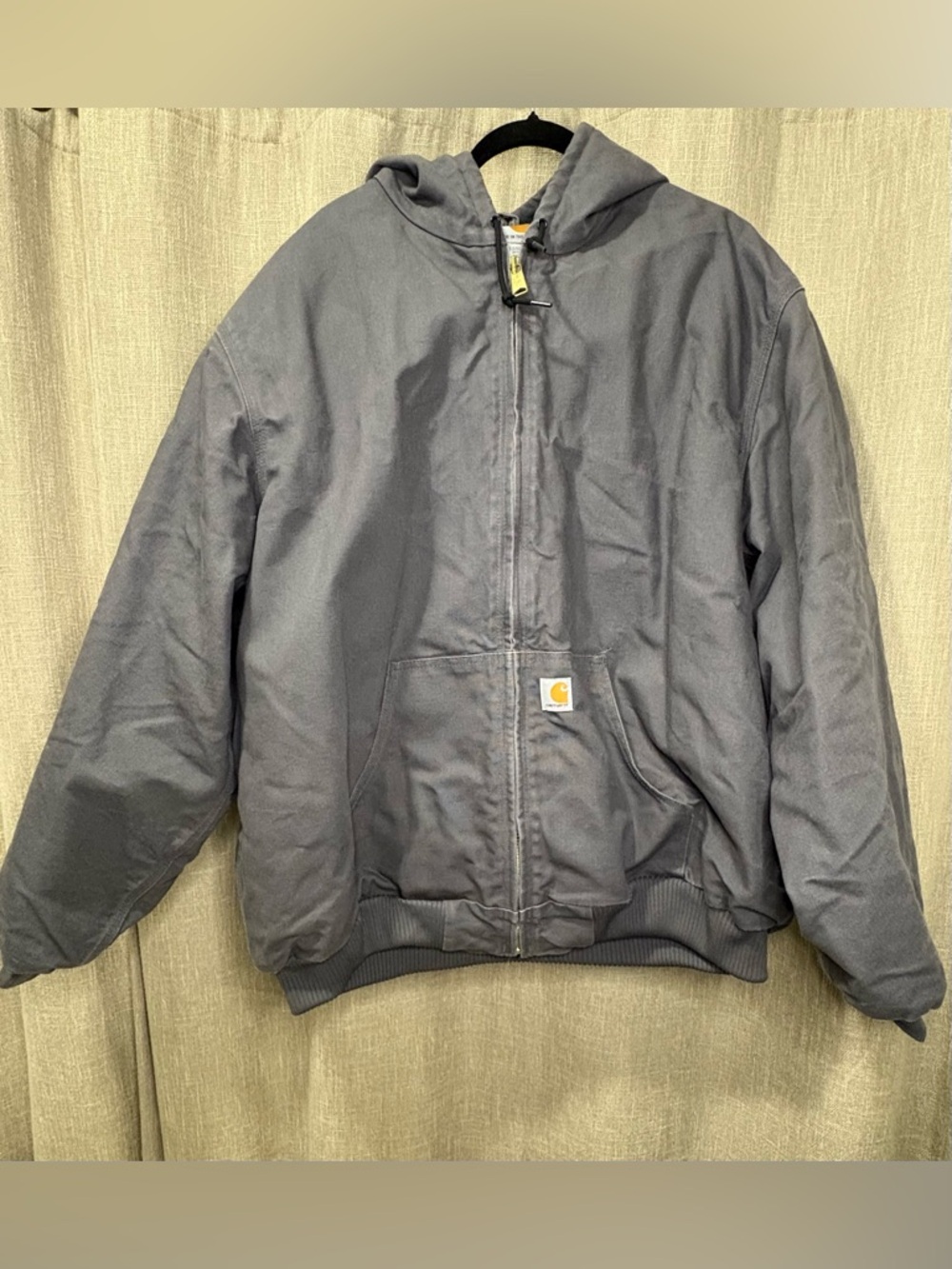 Carhartt Gray Hooded Work Jacket with Kangaroo Pockets
